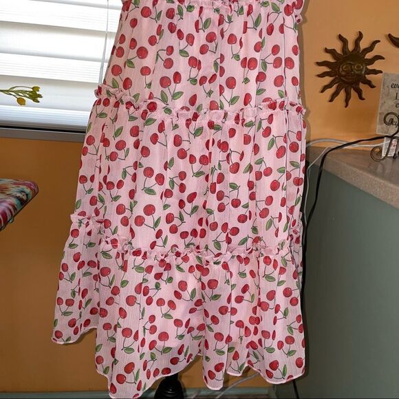 🆕 Trixxi 🍒Cherry Tiered Summer dress with Adjustable spaghetti straps sz M - Picture 8 of 11